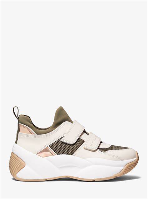 keeley trainer michael kors|Michael Michael Kors Keeley Scuba Leather and Canvas Trainer .